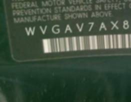 VIN prefix WVGAV7AX8BW5