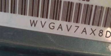 VIN prefix WVGAV7AX8DW5