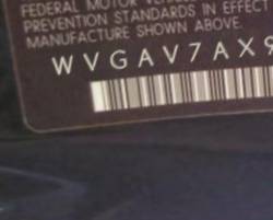 VIN prefix WVGAV7AX9GW0