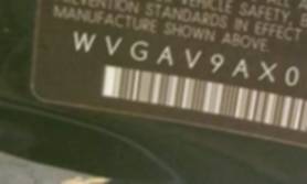 VIN prefix WVGAV9AX0AW0