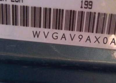 VIN prefix WVGAV9AX0AW5