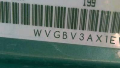 VIN prefix WVGBV3AX1EW1