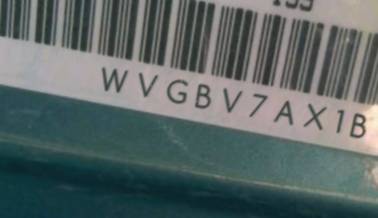 VIN prefix WVGBV7AX1BW0
