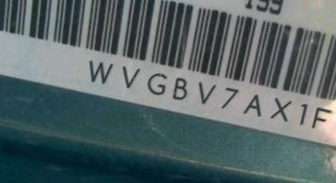 VIN prefix WVGBV7AX1FW5