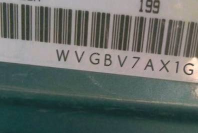 VIN prefix WVGBV7AX1GW5