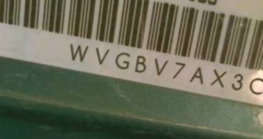 VIN prefix WVGBV7AX3CW5