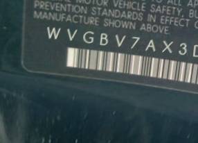 VIN prefix WVGBV7AX3DW0