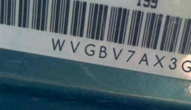 VIN prefix WVGBV7AX3GW5