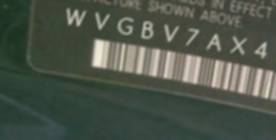 VIN prefix WVGBV7AX4DW0