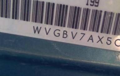 VIN prefix WVGBV7AX5CW6
