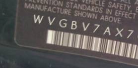 VIN prefix WVGBV7AX7CW0