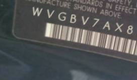 VIN prefix WVGBV7AX8GW6