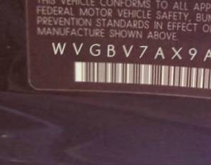 VIN prefix WVGBV7AX9AW5