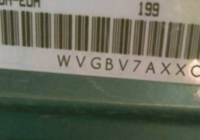 VIN prefix WVGBV7AXXCW6