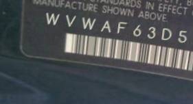 VIN prefix WVWAF63D5480