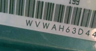 VIN prefix WVWAH63D4480