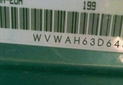 VIN prefix WVWAH63D6480