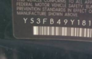 VIN prefix YS3FB49Y1811
