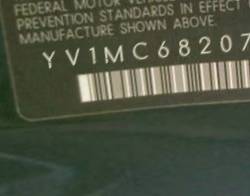 VIN prefix YV1MC68207J0