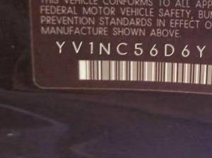 VIN prefix YV1NC56D6YJ0
