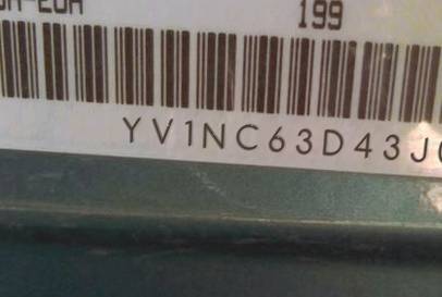 VIN prefix YV1NC63D43J0