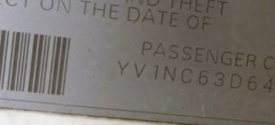 VIN prefix YV1NC63D64J0