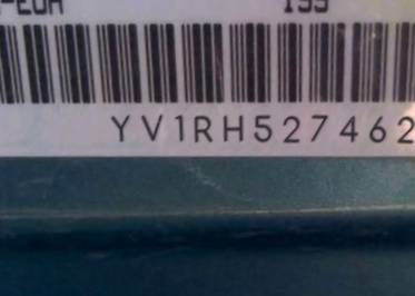 VIN prefix YV1RH5274625