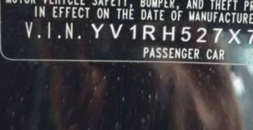 VIN prefix YV1RH527X726
