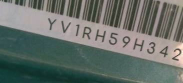 VIN prefix YV1RH59H3423