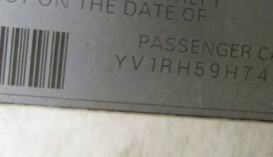 VIN prefix YV1RH59H7424