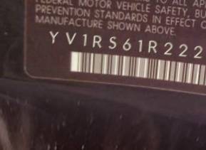 VIN prefix YV1RS61R2220