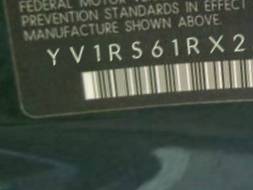 VIN prefix YV1RS61RX221