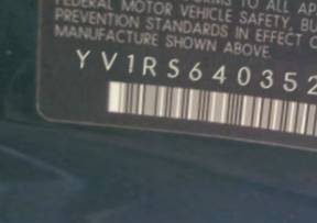 VIN prefix YV1RS6403524