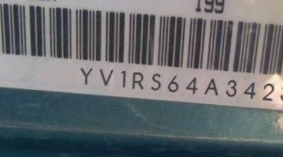 VIN prefix YV1RS64A3423