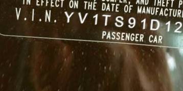 VIN prefix YV1TS91D1212