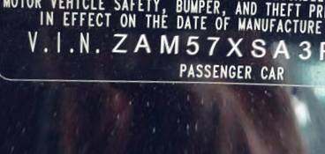 VIN prefix ZAM57XSA3F11