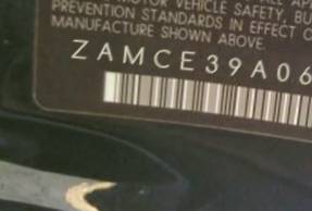 VIN prefix ZAMCE39A0600