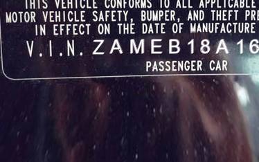 VIN prefix ZAMEB18A1600