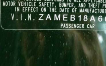 VIN prefix ZAMEB18A6600