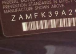 VIN prefix ZAMFK39A2900