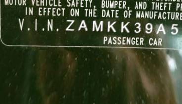 VIN prefix ZAMKK39A5900