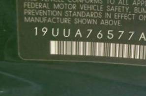 VIN 19UUA76577A007110