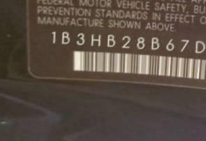 VIN 1B3HB28B67D569194