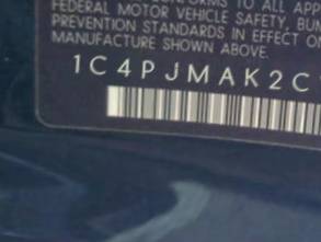 VIN 1C4PJMAK2CW206540