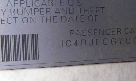 VIN 1C4RJFCG7CC325098