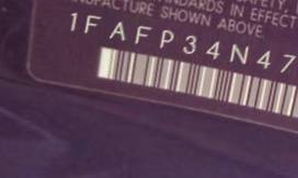 VIN 1FAFP34N47W309917