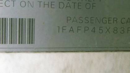 VIN 1FAFP45X83F447170