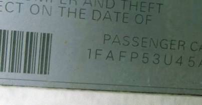 VIN 1FAFP53U45A129142