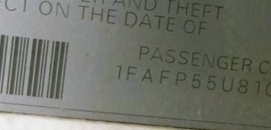 VIN 1FAFP55U81G223027