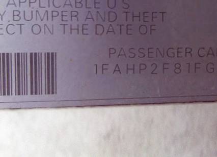 VIN 1FAHP2F81FG139437